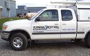 Vehicle Lettering : Plumbing Solutions Truck